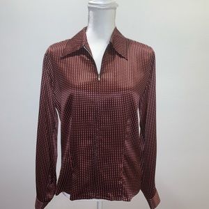 TRACY M VINTAGE SILK ZIPPER BLOUSE NWOT